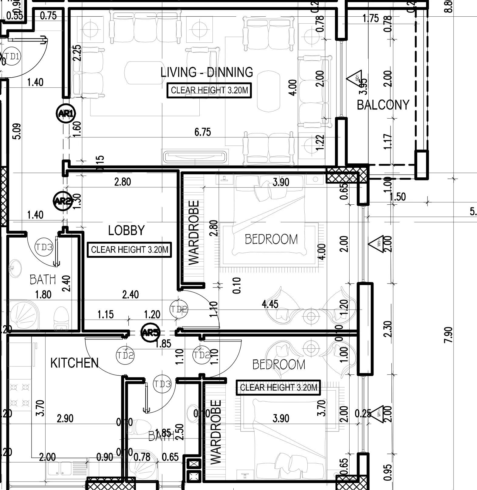 2 bedroom Apartments floor plan at Dugasta Warsan (Jneibi)