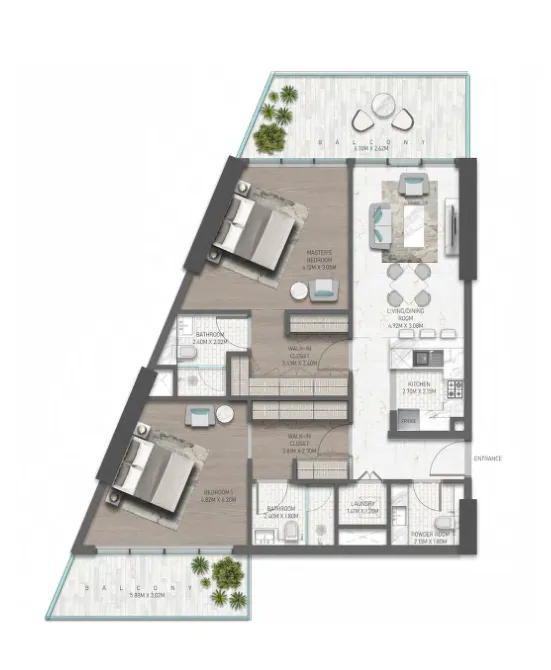 2 bedroom Apartments floor plan at Golf Greens