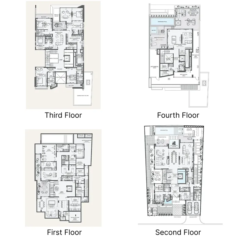 6 bedroom Villa floor plan at Monaco Mansions