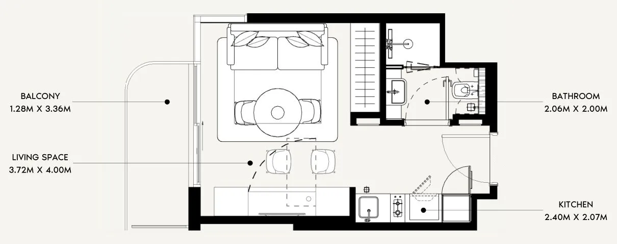 0 bedroom Apartments floor plan at Azizi David