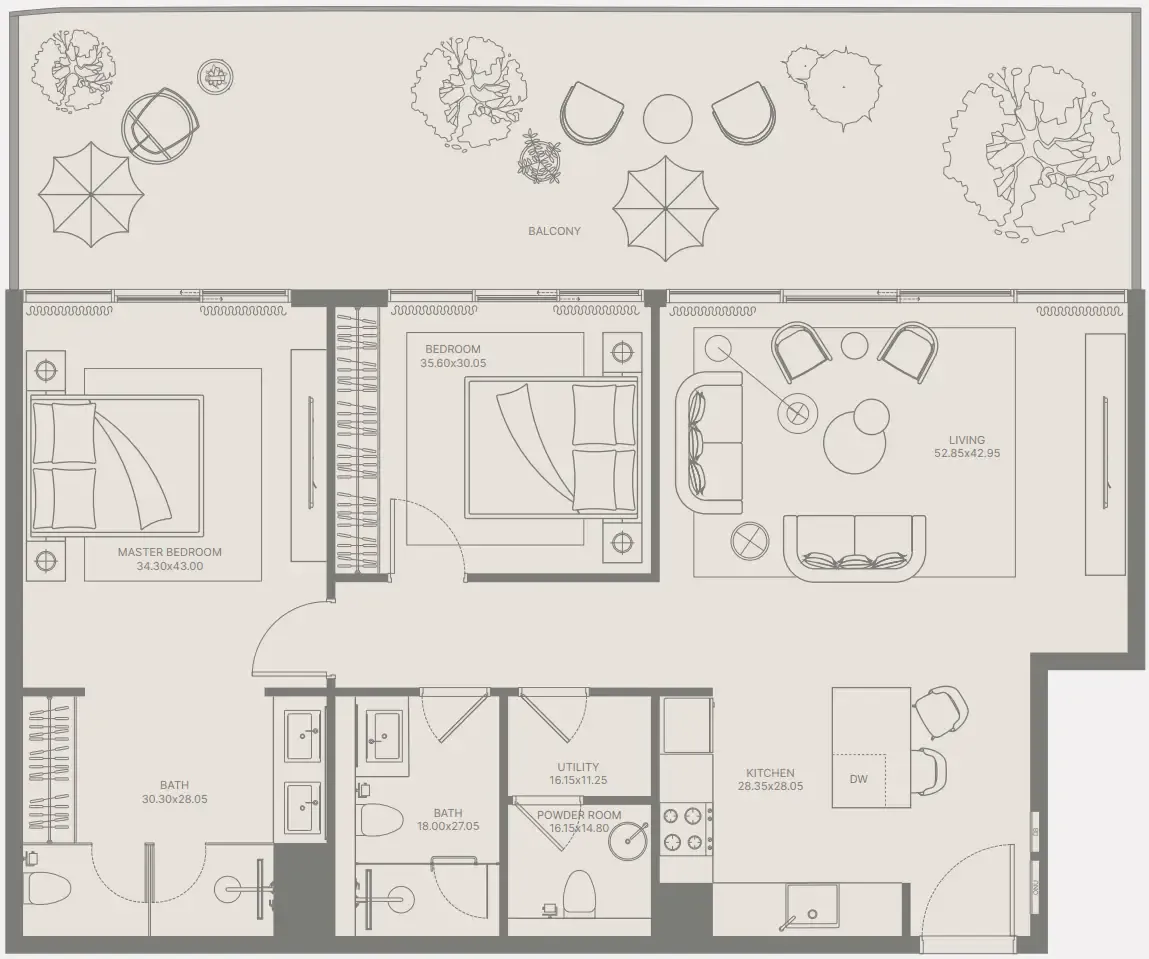 2 bedroom Apartments floor plan at Bond Enclave