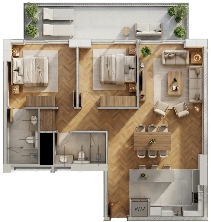 2 bedroom Apartments floor plan at Armas By Zenith