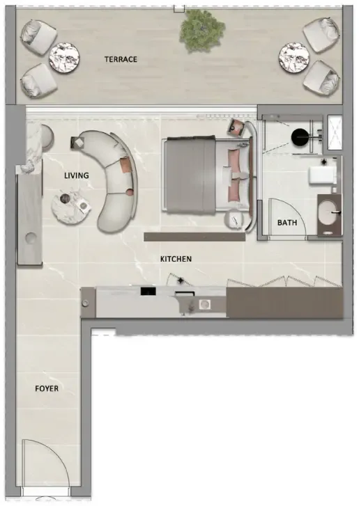 1 bedroom Apartments floor plan at South Lofts