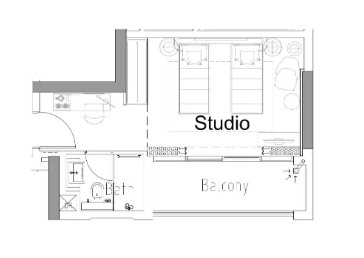 0 bedroom Apartments floor plan at Damac Hills 2 - Hotel Edge by Rotana