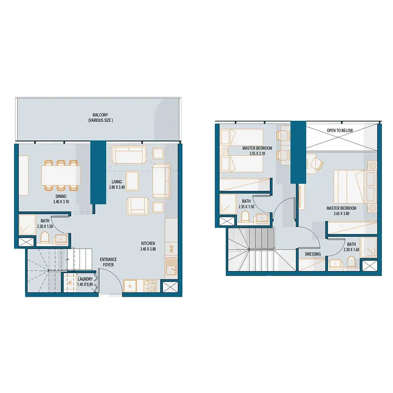 2 bedroom Apartments floor plan at Reportage Tower