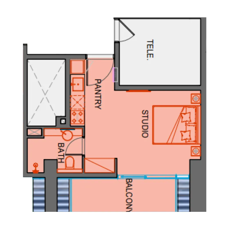 0 bedroom Apartments floor plan at SkyGate Tower