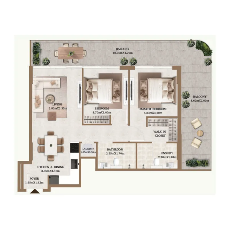 2 bedroom Apartments floor plan at Arthouse Private Residences