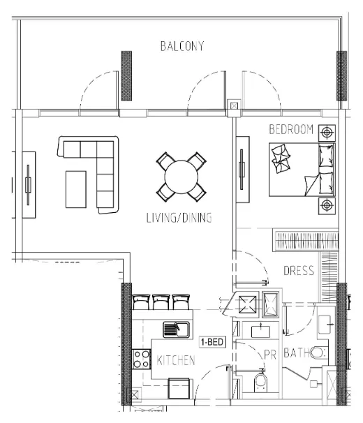 1 bedroom Apartments floor plan at Damac Riverside Views
