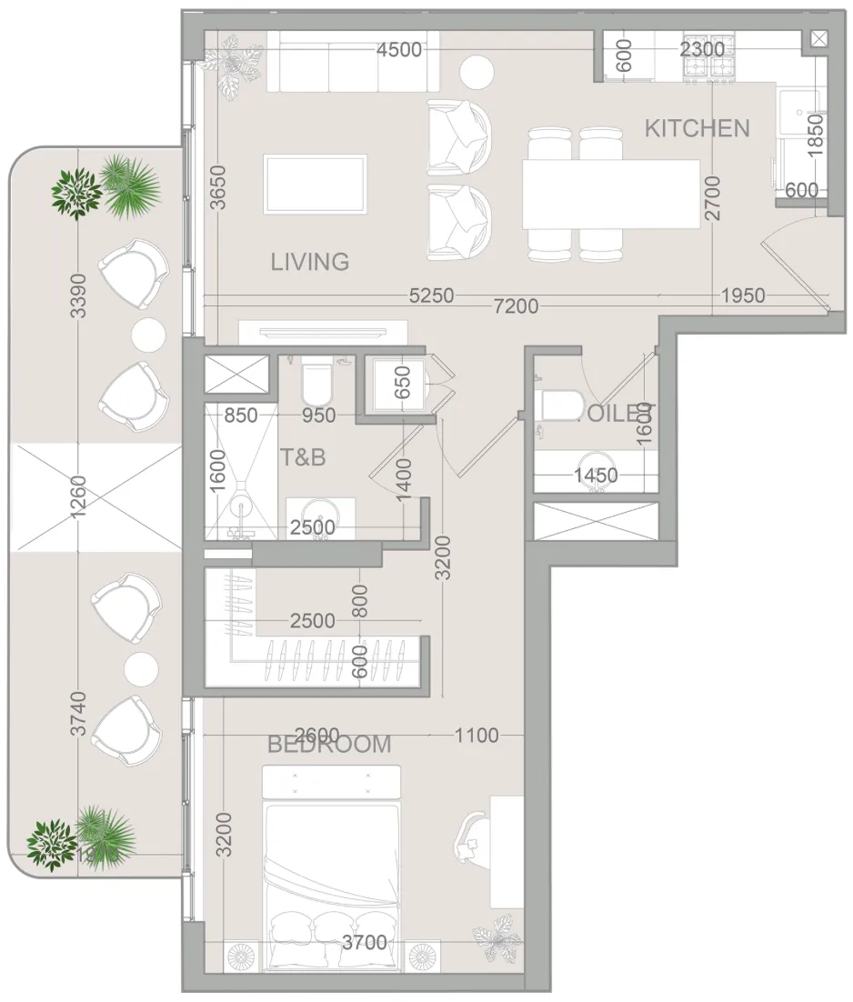 1 bedroom Apartments floor plan at TETR1S Tower