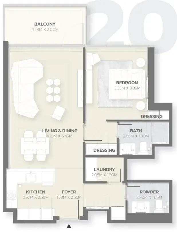 1 bedroom Apartments floor plan at Tonino Lamborghini Residences