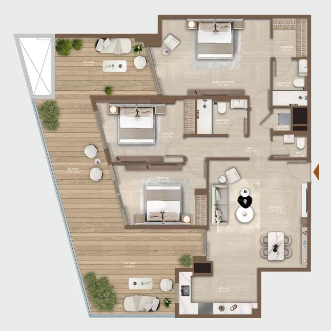 3 bedroom Apartments floor plan at Celeste by HRE