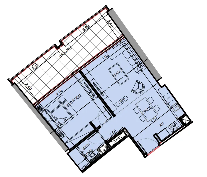 1 bedroom Apartments floor plan at Binghatti Skyrise