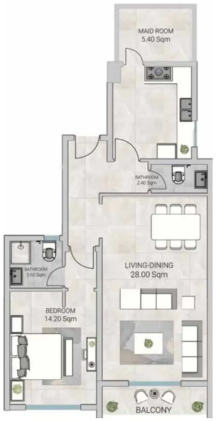 1 bedroom Apartments floor plan at Al Ameera Village 5