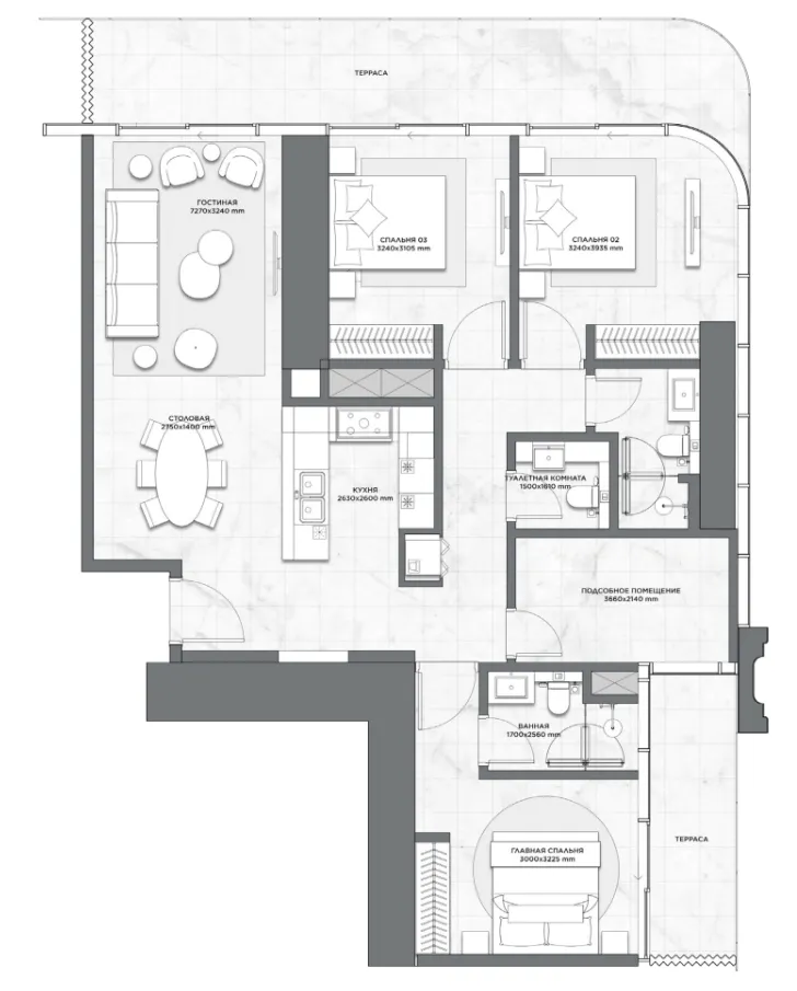 3 bedroom Apartments floor plan at Trump International Hotel and Tower