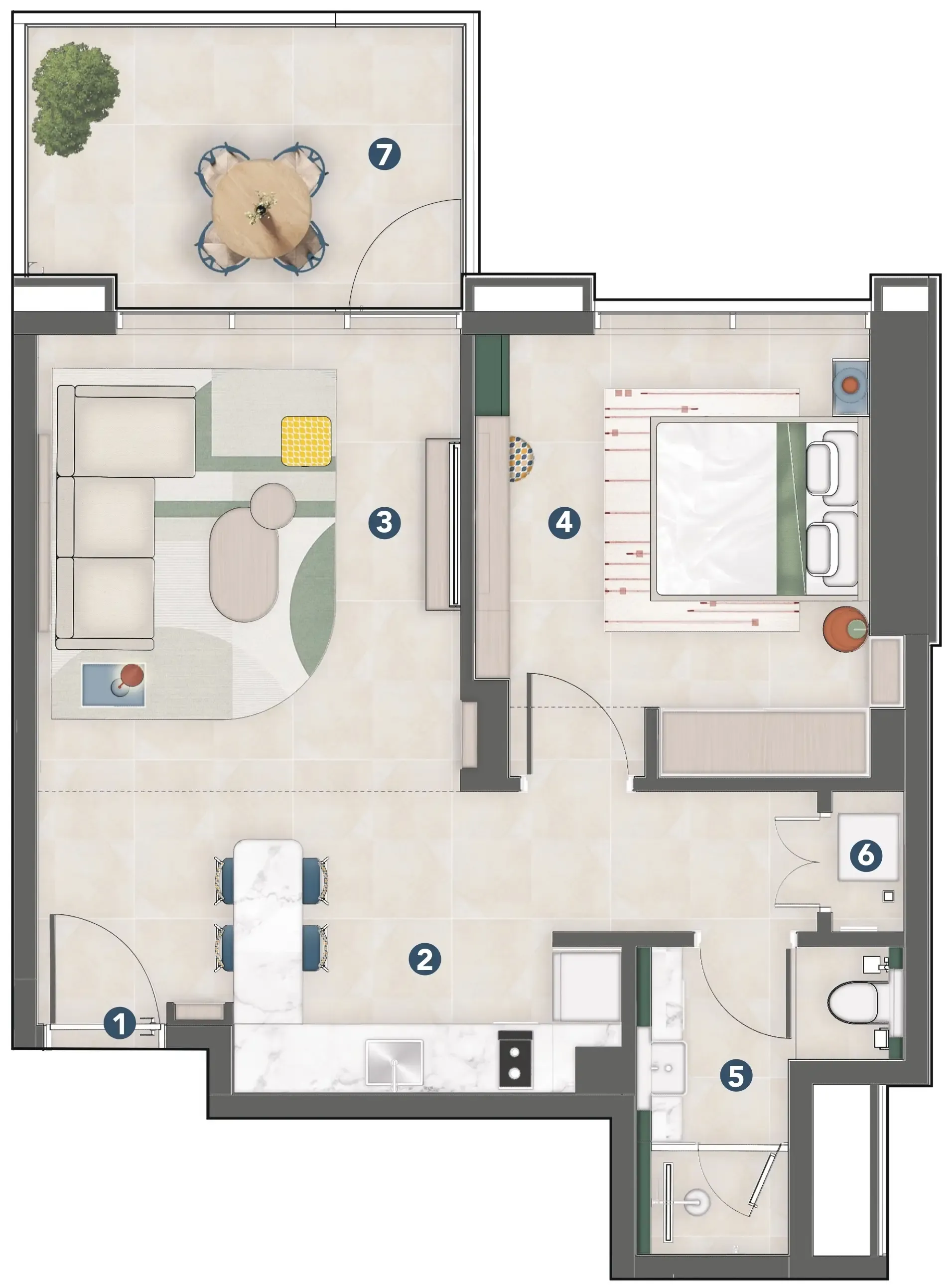 1 bedroom Apartments floor plan at Rove Home Meydan Horizon
