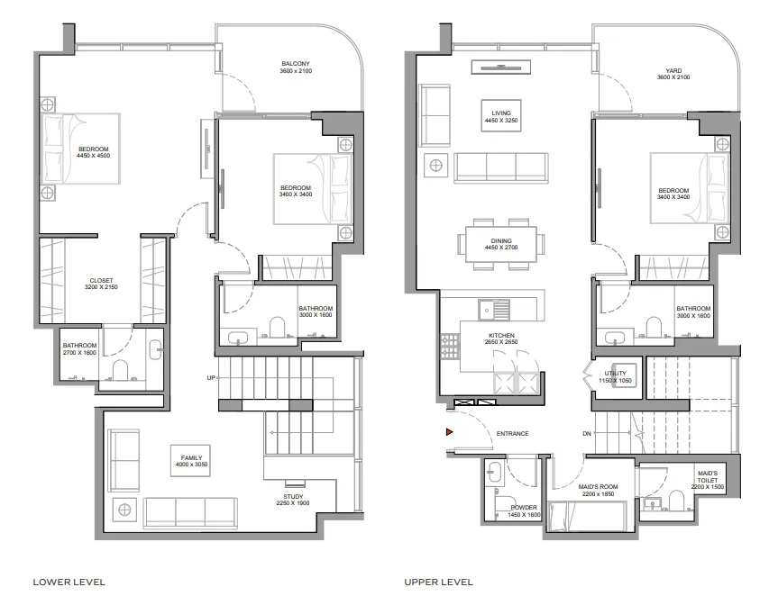 3 bedroom Duplex floor plan at Florine Beach Residences