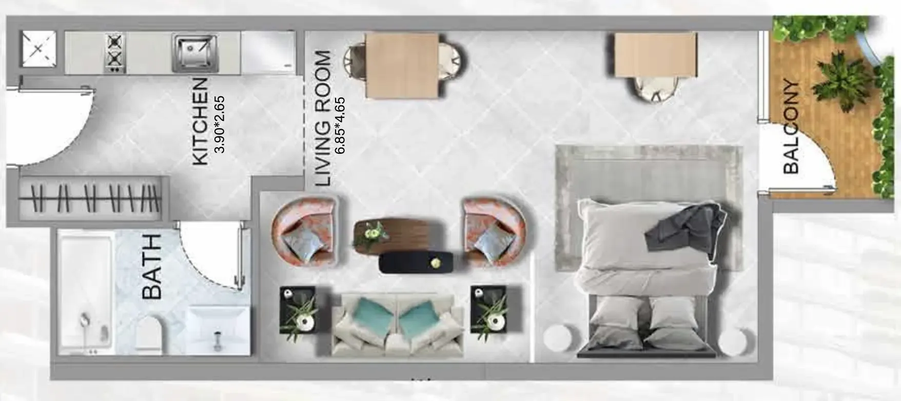 0 bedroom Apartments floor plan at 311 Boulevard