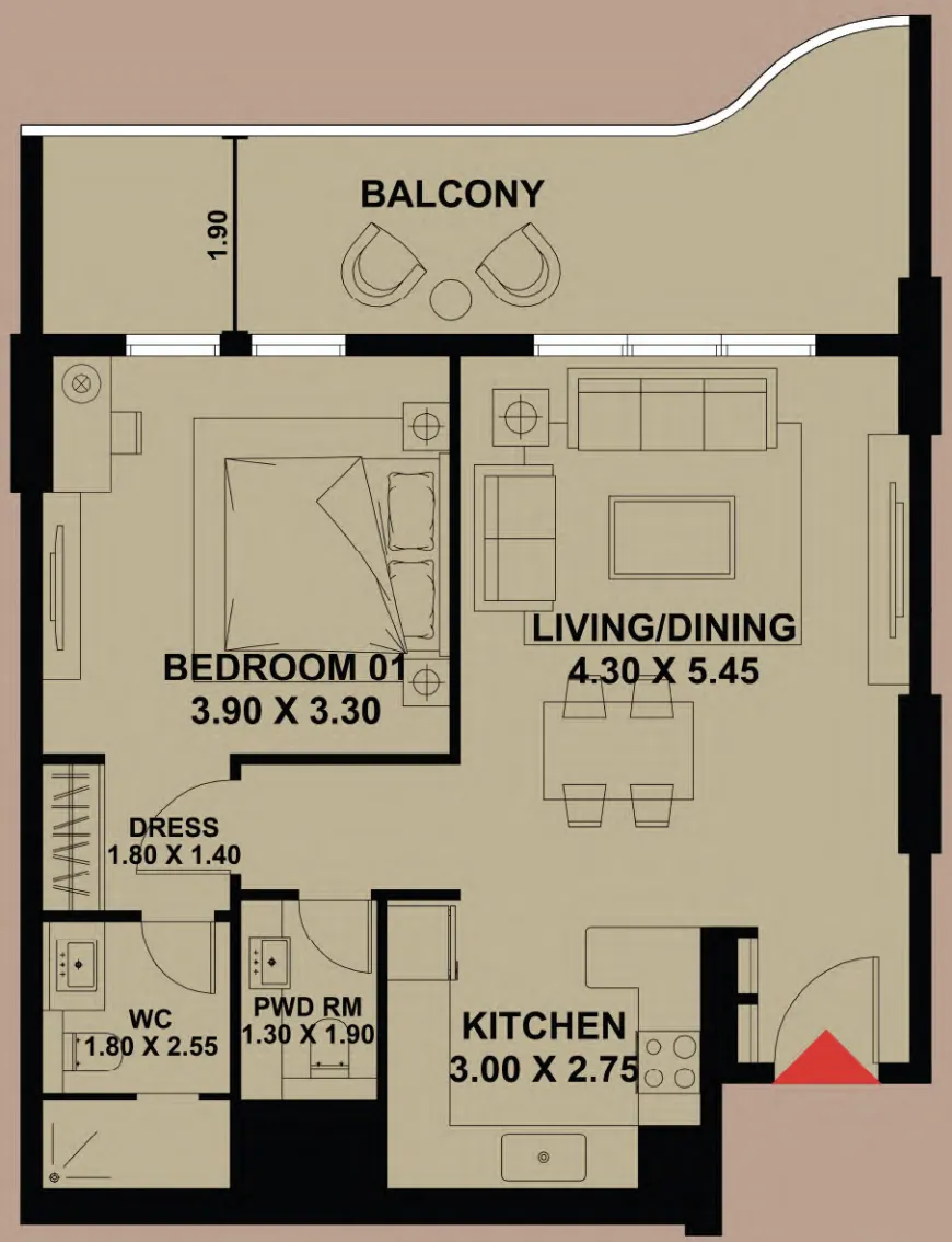 1 bedroom Apartments floor plan at Timber Terrace