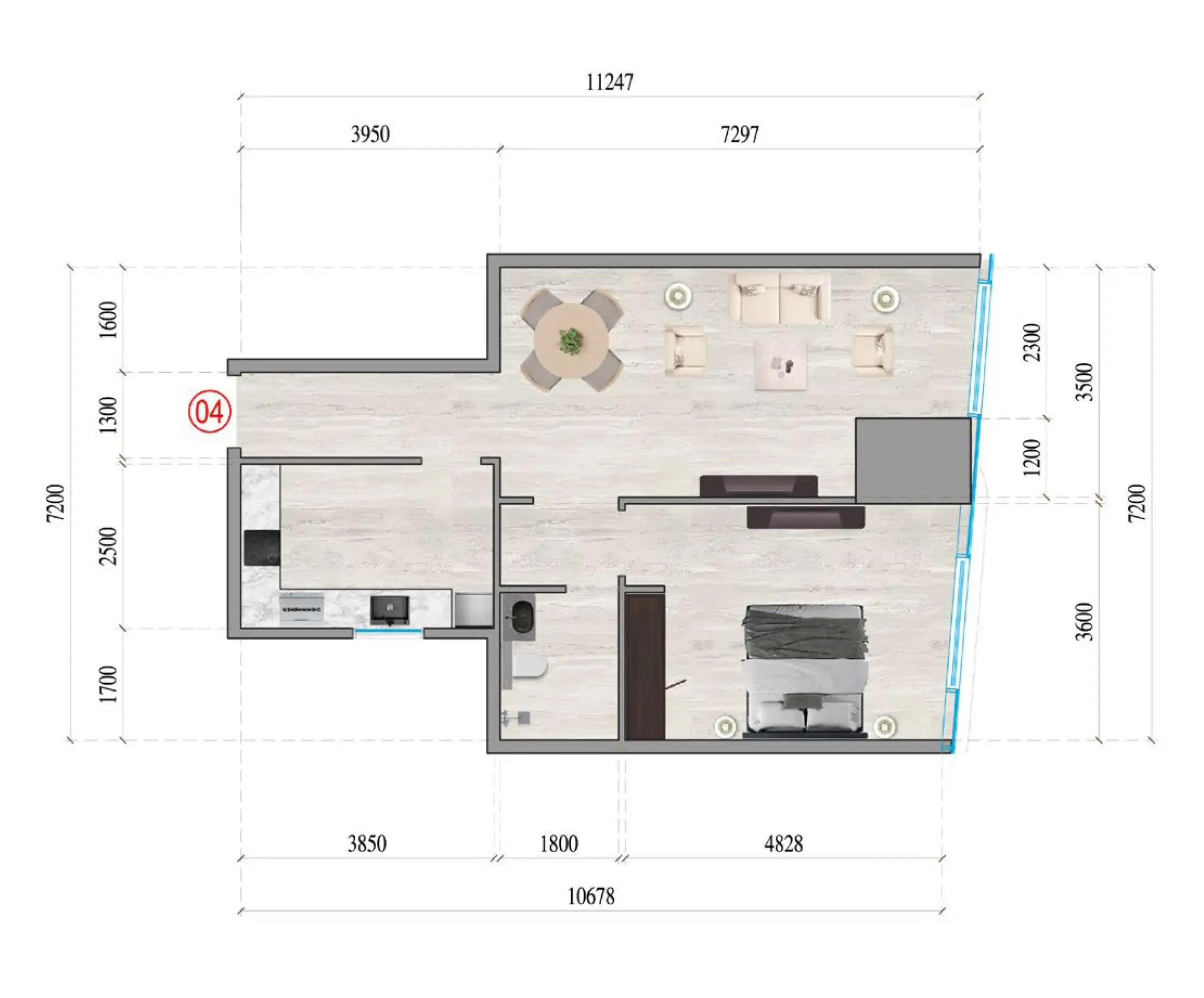 1 bedroom Apartments floor plan at Al Ghaf Tower