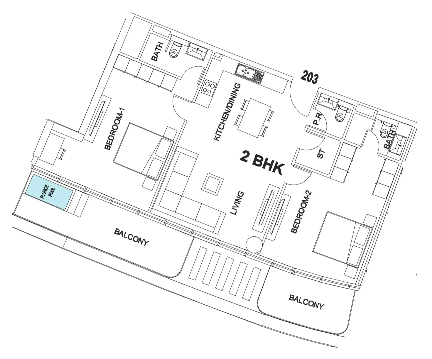 2 bedroom Apartments floor plan at Villa Del Garda