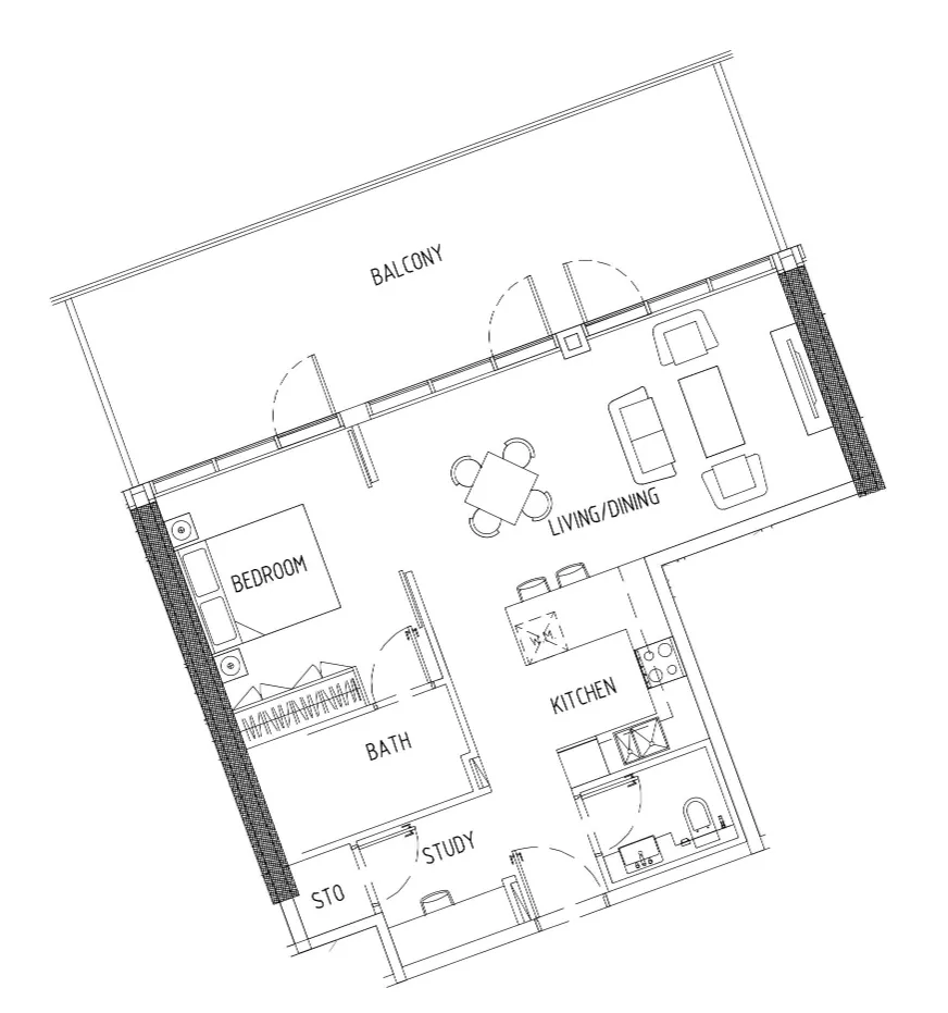 1 bedroom Apartments floor plan at Damac District