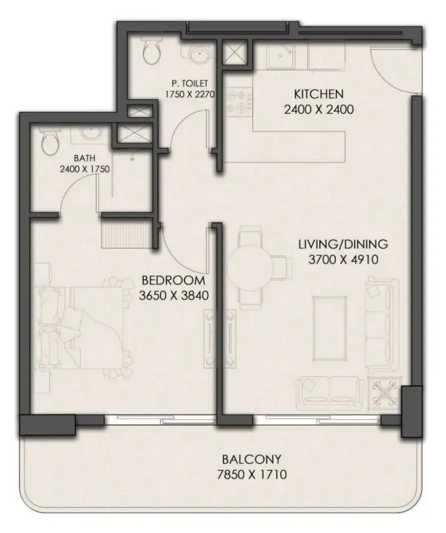 1 bedroom Apartments floor plan at Park Residency