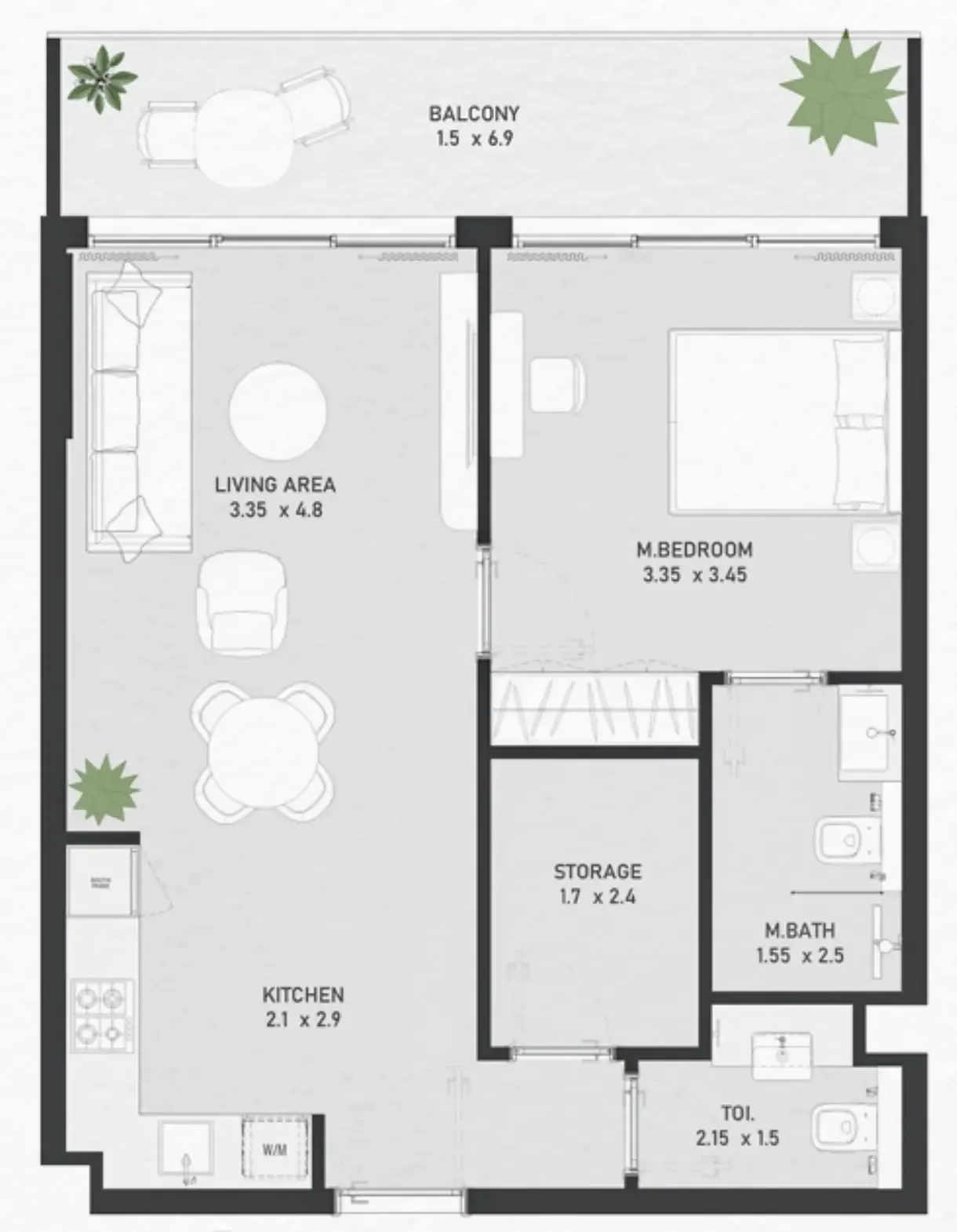 1 bedroom Apartments floor plan at Ayami Residence