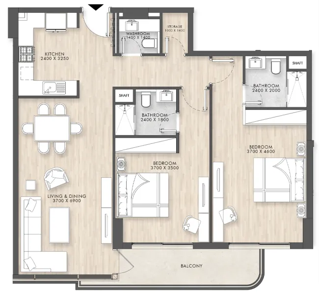 2 bedroom Apartments floor plan at Capital Horizon Terraces