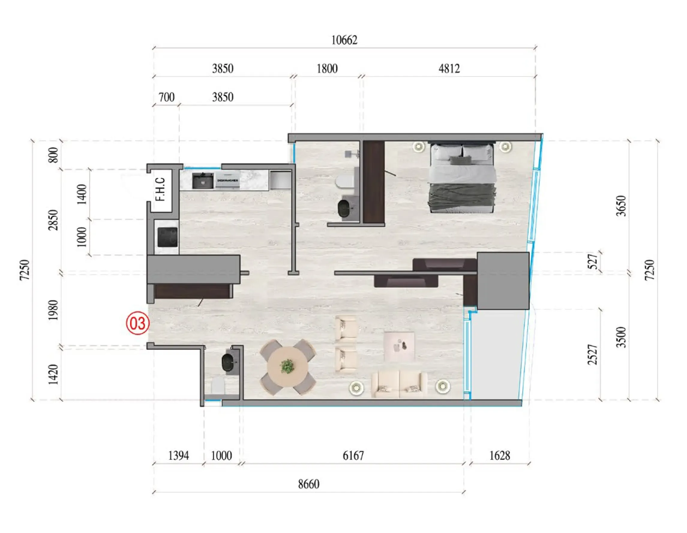 1 bedroom Apartments floor plan at Al Ghaf Tower