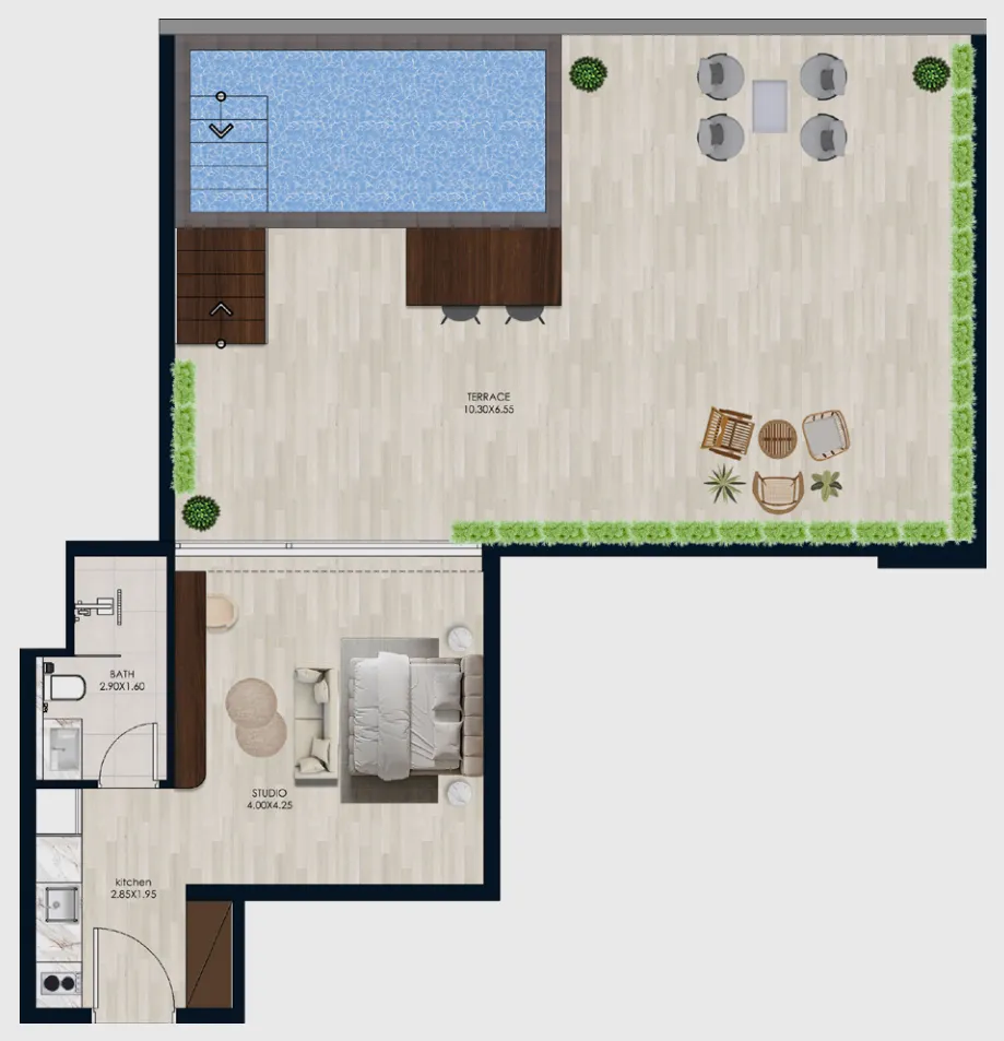 0 bedroom Apartments floor plan at Coral by Vision
