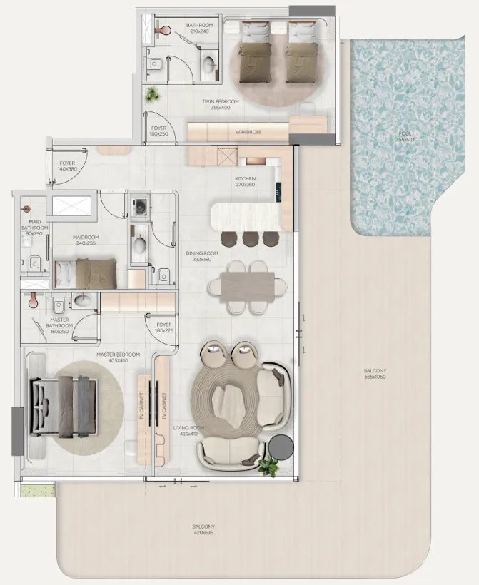 2 bedroom Apartments floor plan at Vestoria Bay