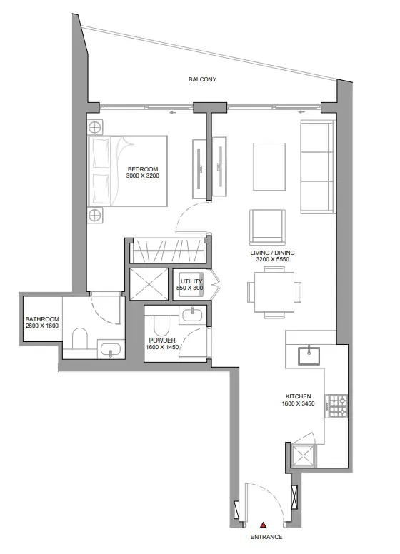 1 bedroom Apartments floor plan at The Serene at Sobha Central