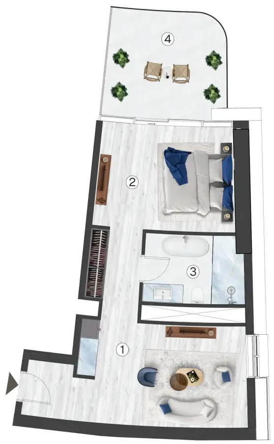0 bedroom Apartments floor plan at Radisson Blu Hotel & Residences