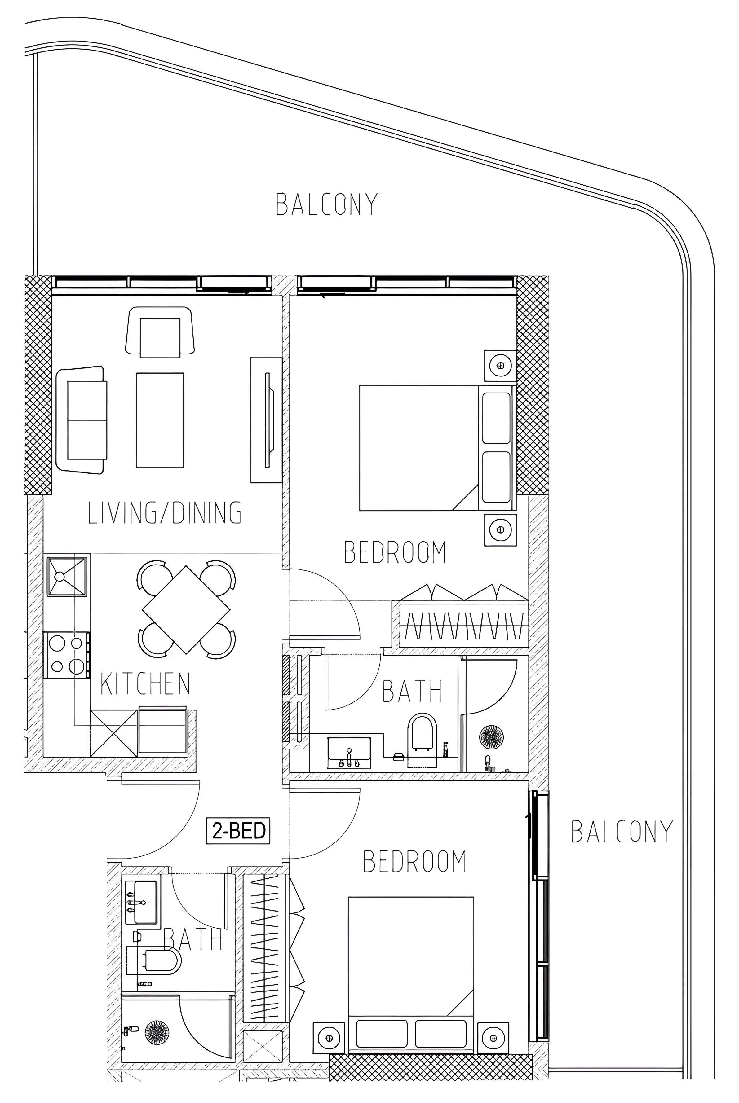 2 bedroom Apartments floor plan at Elo 2 and 3 Damac
