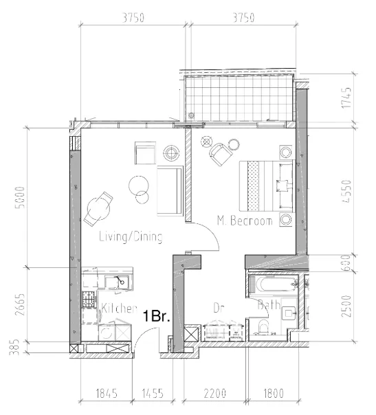1 bedroom Apartments floor plan at Aykon City Tower