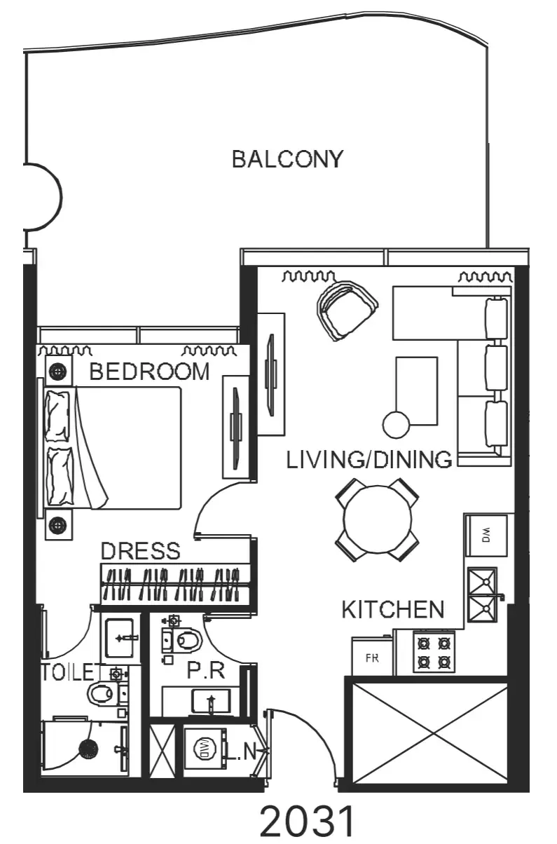1 bedroom Apartments floor plan at The WOW Tower