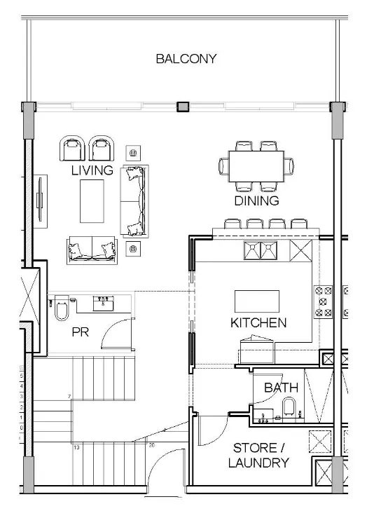 2 bedroom Townhouse floor plan at Golf Greens