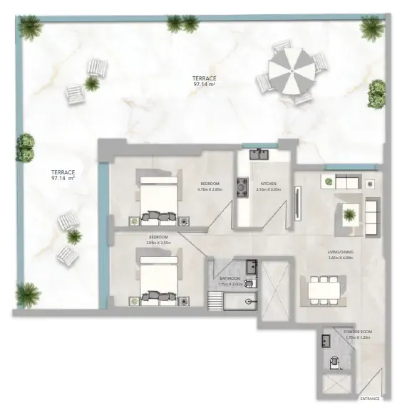 2 bedroom Apartments floor plan at Azha Views Residences