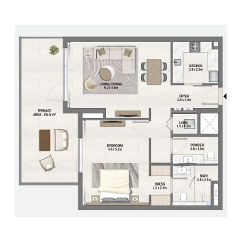 1 bedroom Apartments floor plan at Beachfront Gates