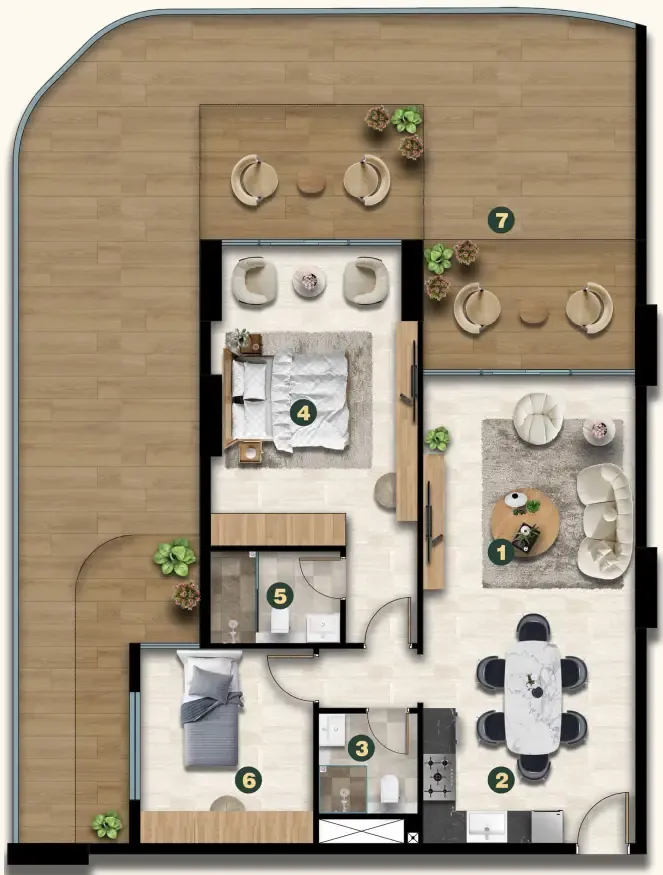 1 bedroom Apartments floor plan at Golf Terrace Residences