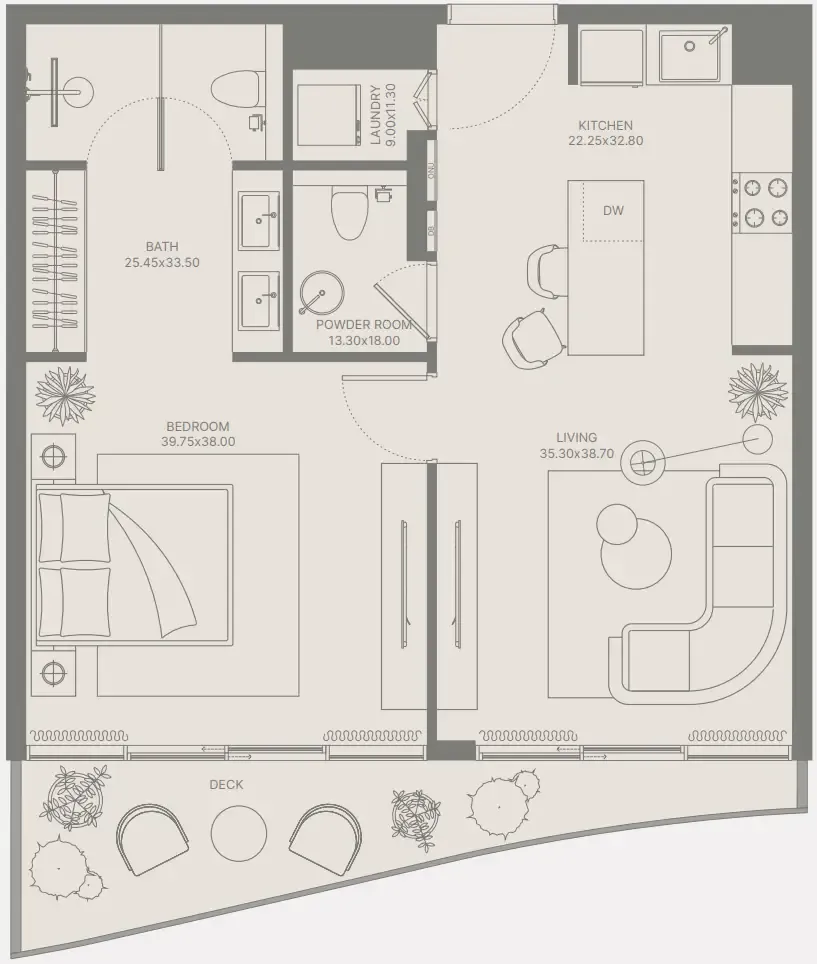 1 bedroom Apartments floor plan at Bond Enclave