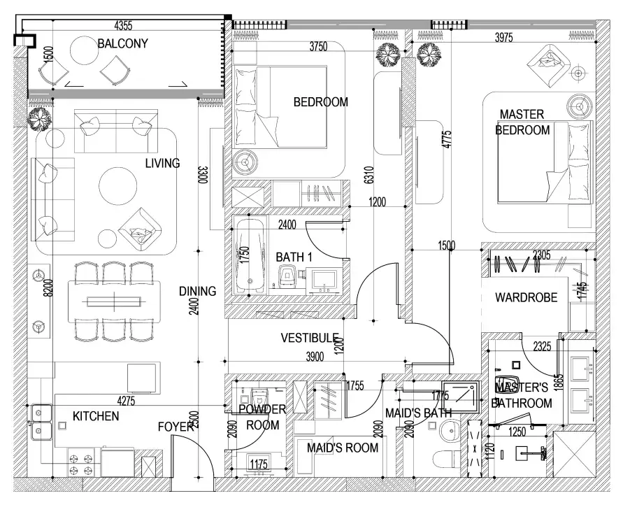 2.5 bedroom Apartments floor plan at Naseem Al Jurf