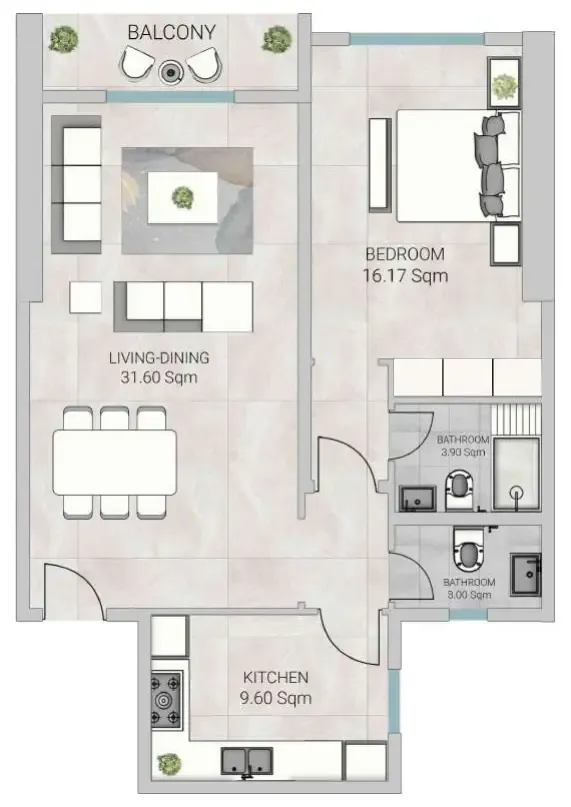 1 bedroom Apartments floor plan at Al Ameera Village 5