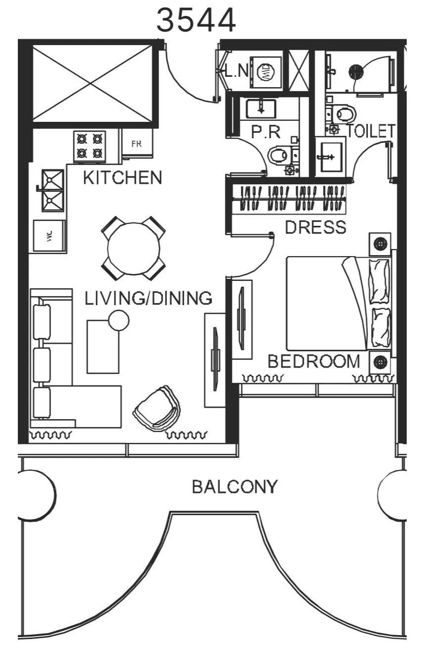 1 bedroom Apartments floor plan at The WOW Tower