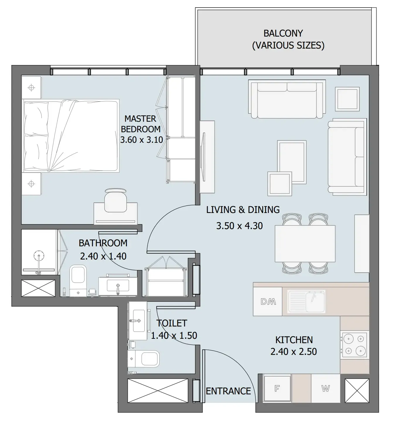 1 bedroom Apartments floor plan at Verdana III