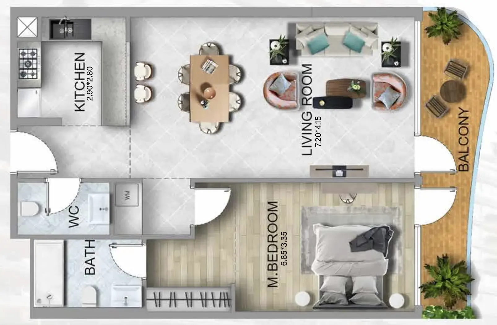 1 bedroom Apartments floor plan at 311 Boulevard