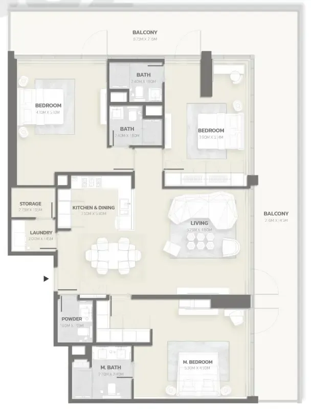 3 bedroom Apartments floor plan at Tonino Lamborghini Residences