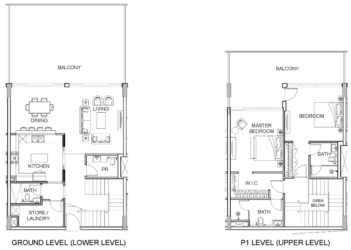 2 bedroom Duplex floor plan at Golf Greens