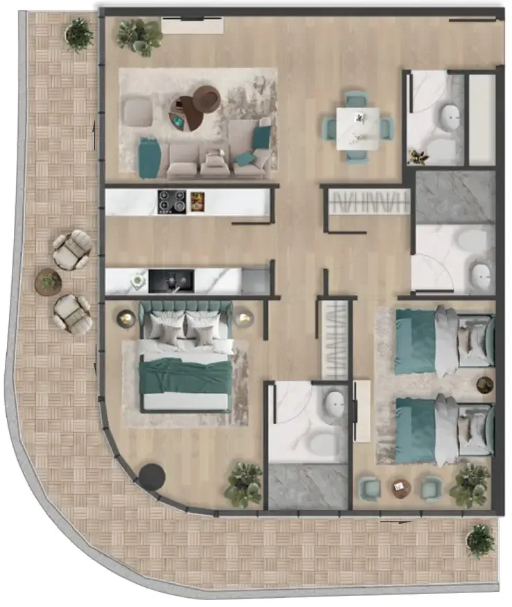 2 bedroom Apartments floor plan at Pelagia