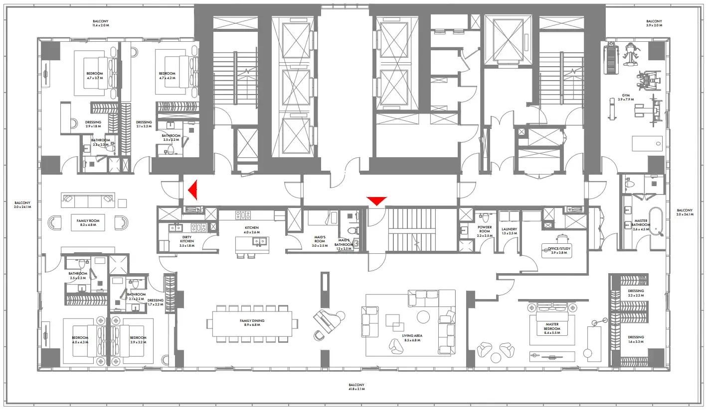5 bedroom Apartments floor plan at W The Residences by Arada